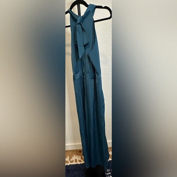 S. Deer | Sleeveless Halter Tied Jumpsuit with Pockets High Waist Wide Leg Pant - Picture 4 of 5